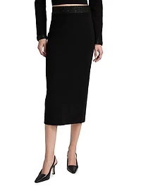 Jane Contrast-Waist Pencil Skirt