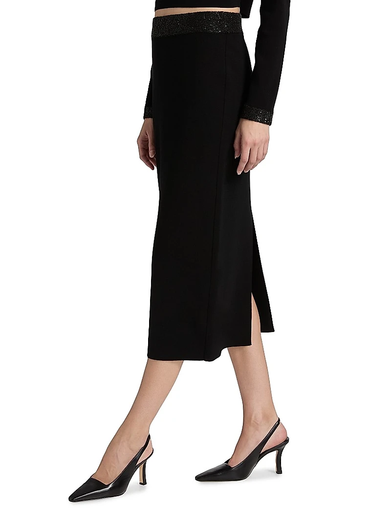 Jane Contrast-Waist Pencil Skirt