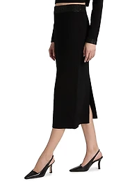 Jane Contrast-Waist Pencil Skirt