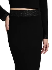 Jane Contrast-Waist Pencil Skirt