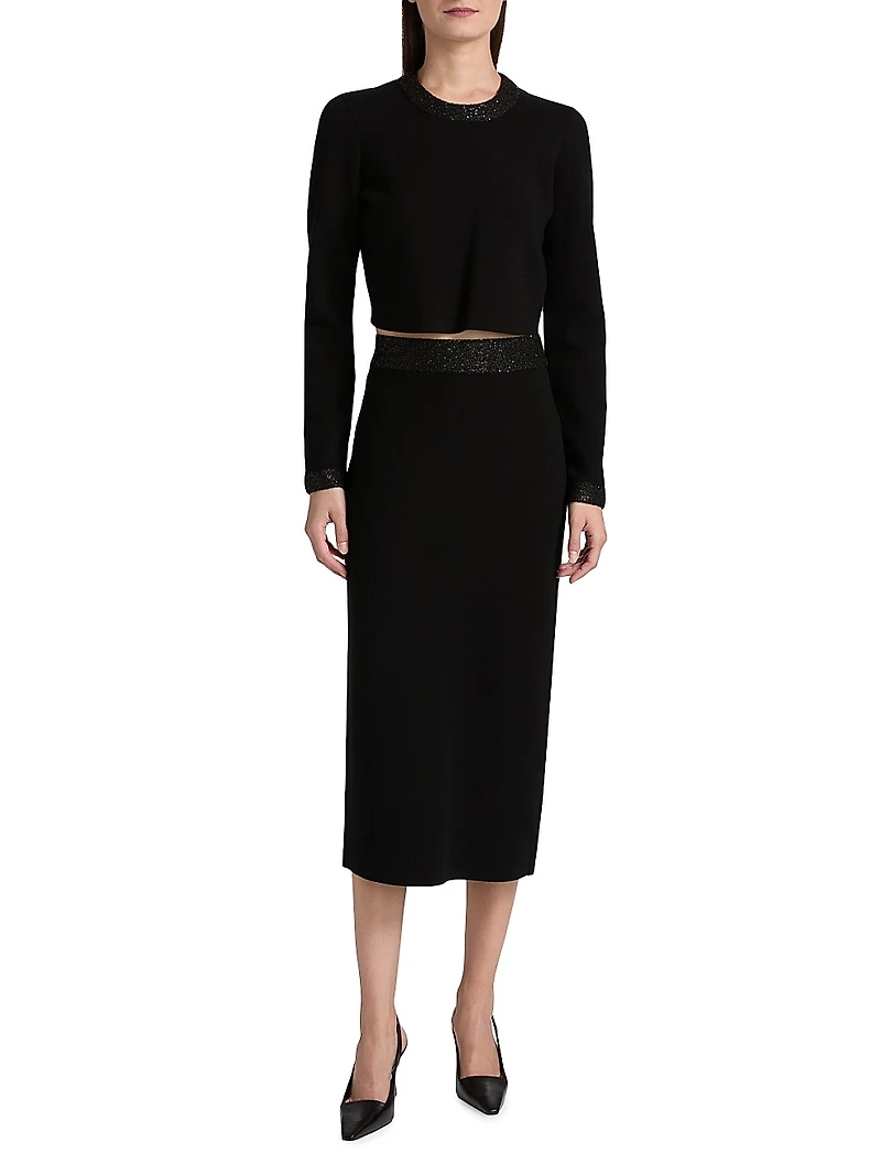 Jane Contrast-Waist Pencil Skirt