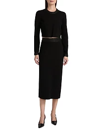 Jane Contrast-Waist Pencil Skirt