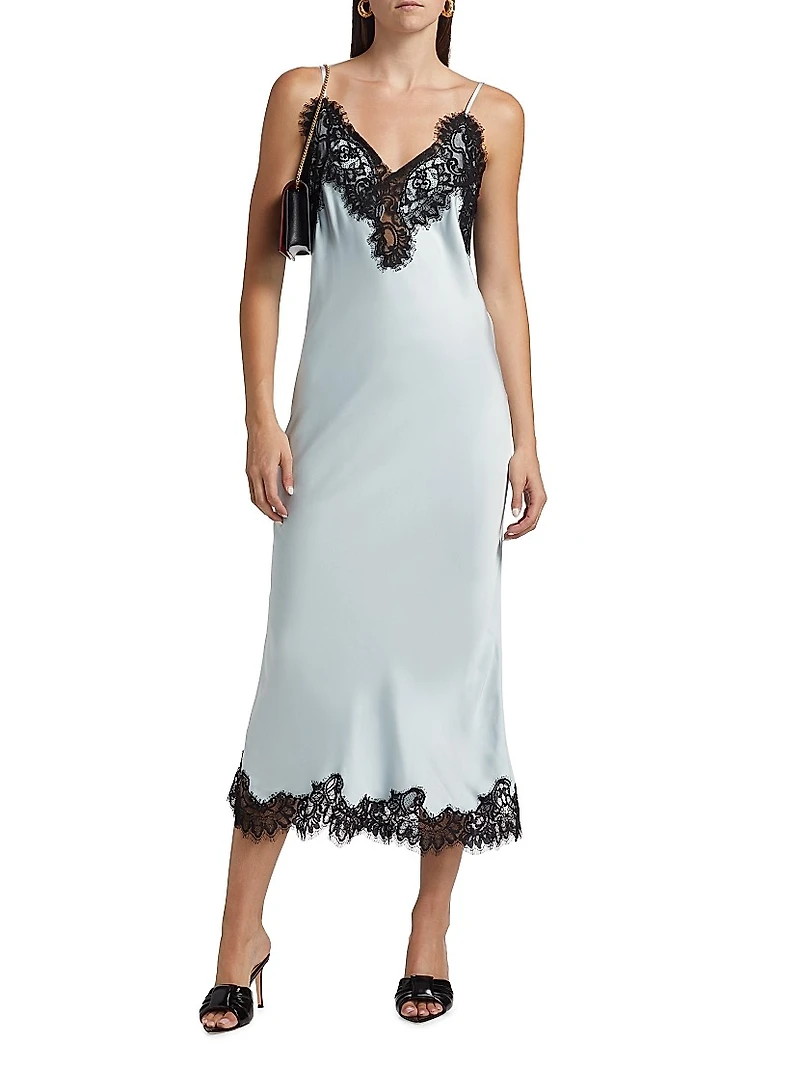 Lennon Satin-Lace Midi-Slipdress