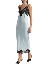 Lennon Satin-Lace Midi-Slipdress