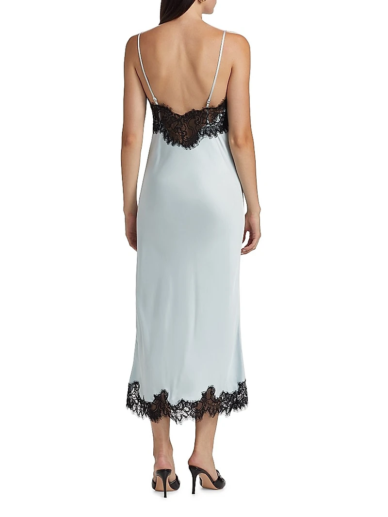 Lennon Satin-Lace Midi-Slipdress