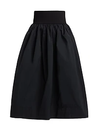 Jackie Elasticized-Waist Midi-Skirt