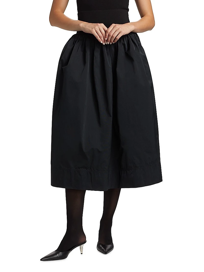 Jackie Elasticized-Waist Midi-Skirt