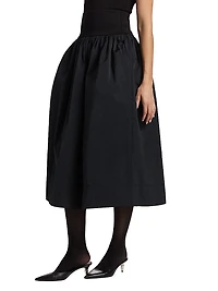 Jackie Elasticized-Waist Midi-Skirt