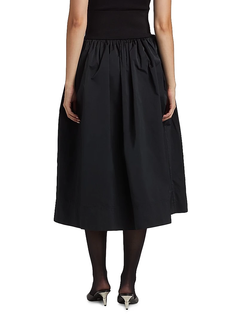 Jackie Elasticized-Waist Midi-Skirt