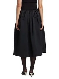 Jackie Elasticized-Waist Midi-Skirt