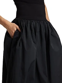 Jackie Elasticized-Waist Midi-Skirt