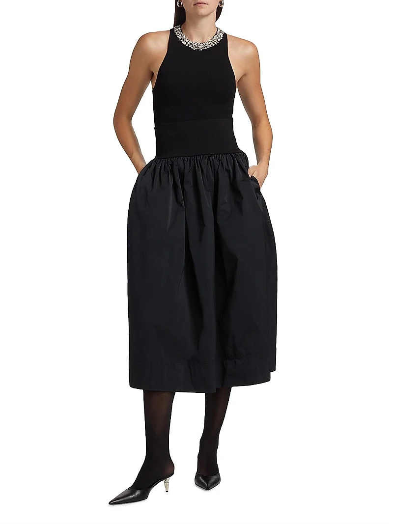 Jackie Elasticized-Waist Midi-Skirt