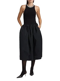 Jackie Elasticized-Waist Midi-Skirt