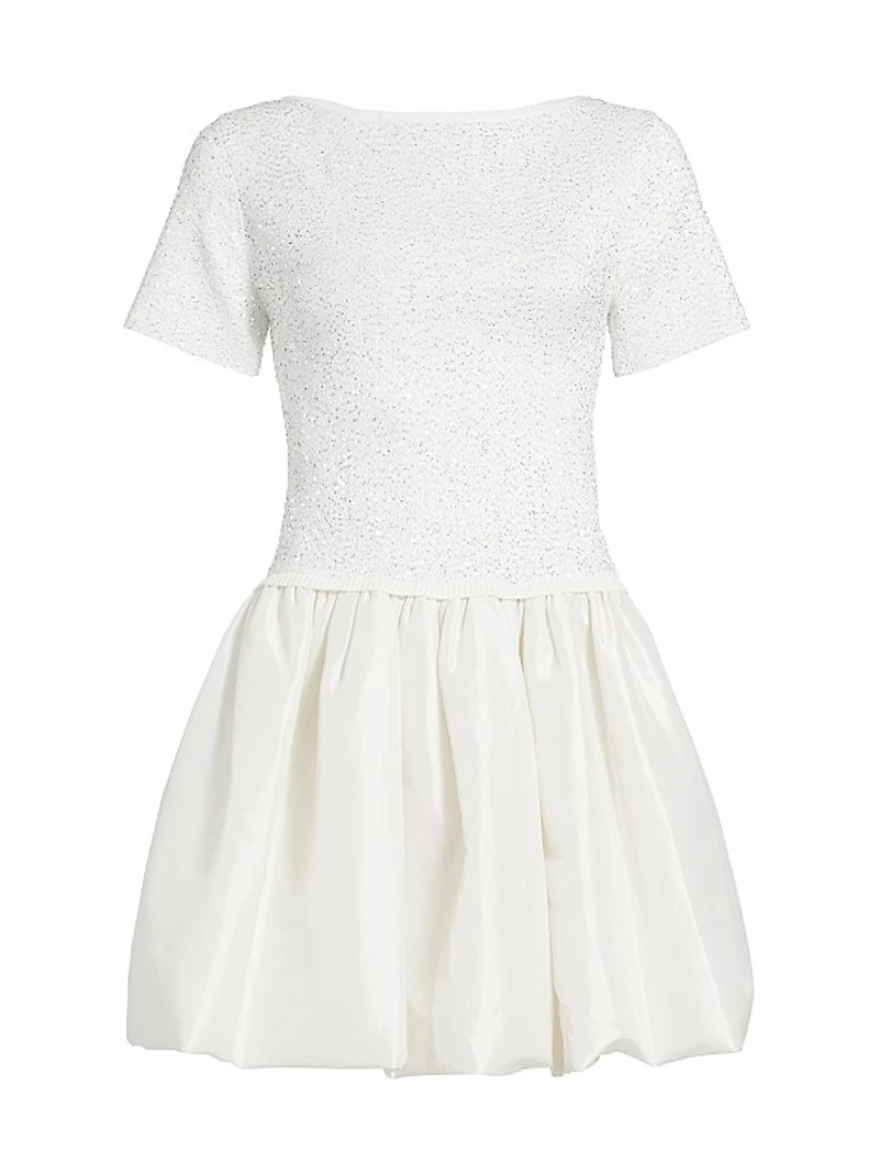 Kenz Sequin Knit Combo Minidress