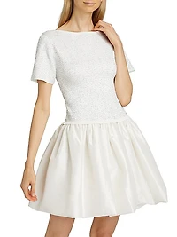 Kenz Sequin Knit Combo Minidress