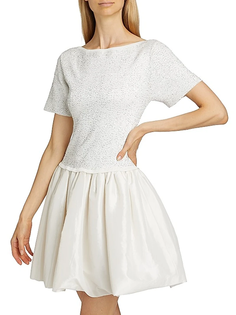 Kenz Sequin Knit Combo Minidress