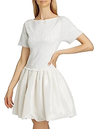 Kenz Sequin Knit Combo Minidress