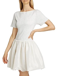 Kenz Sequin Knit Combo Minidress