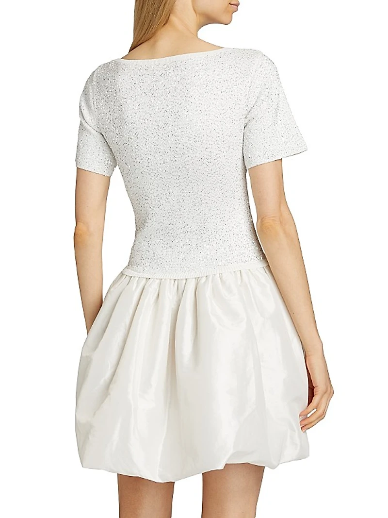 Kenz Sequin Knit Combo Minidress