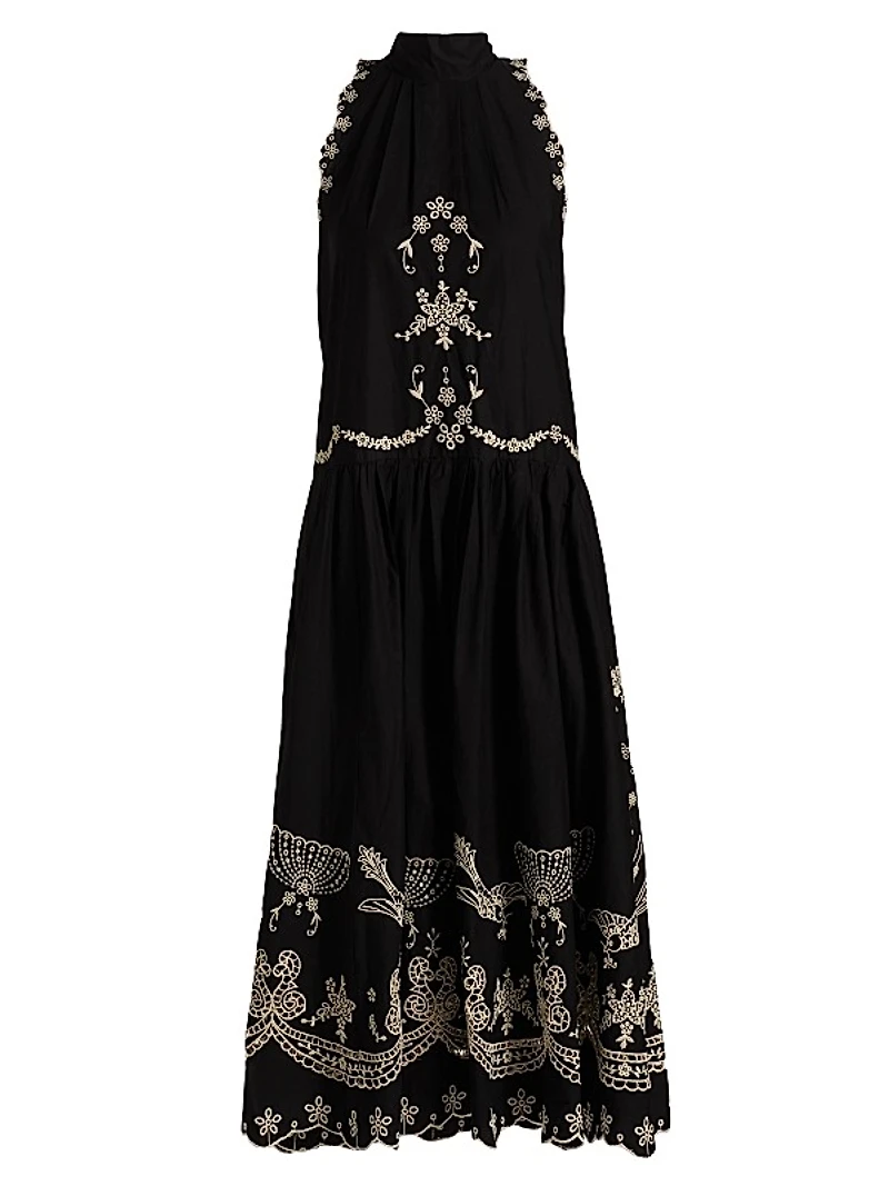 Kingsley Embroidered Tank Midi-Dress