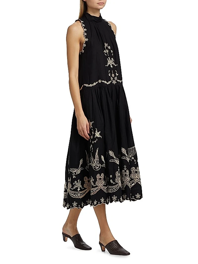 Kingsley Embroidered Tank Midi-Dress