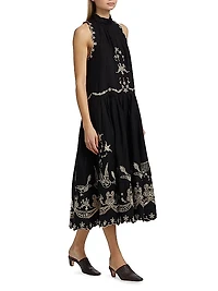 Kingsley Embroidered Tank Midi-Dress