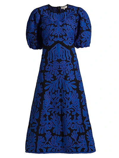Agathe Applique Puff-Sleeve Midi-Dress