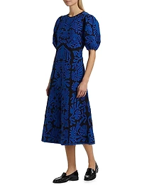 Agathe Applique Puff-Sleeve Midi-Dress
