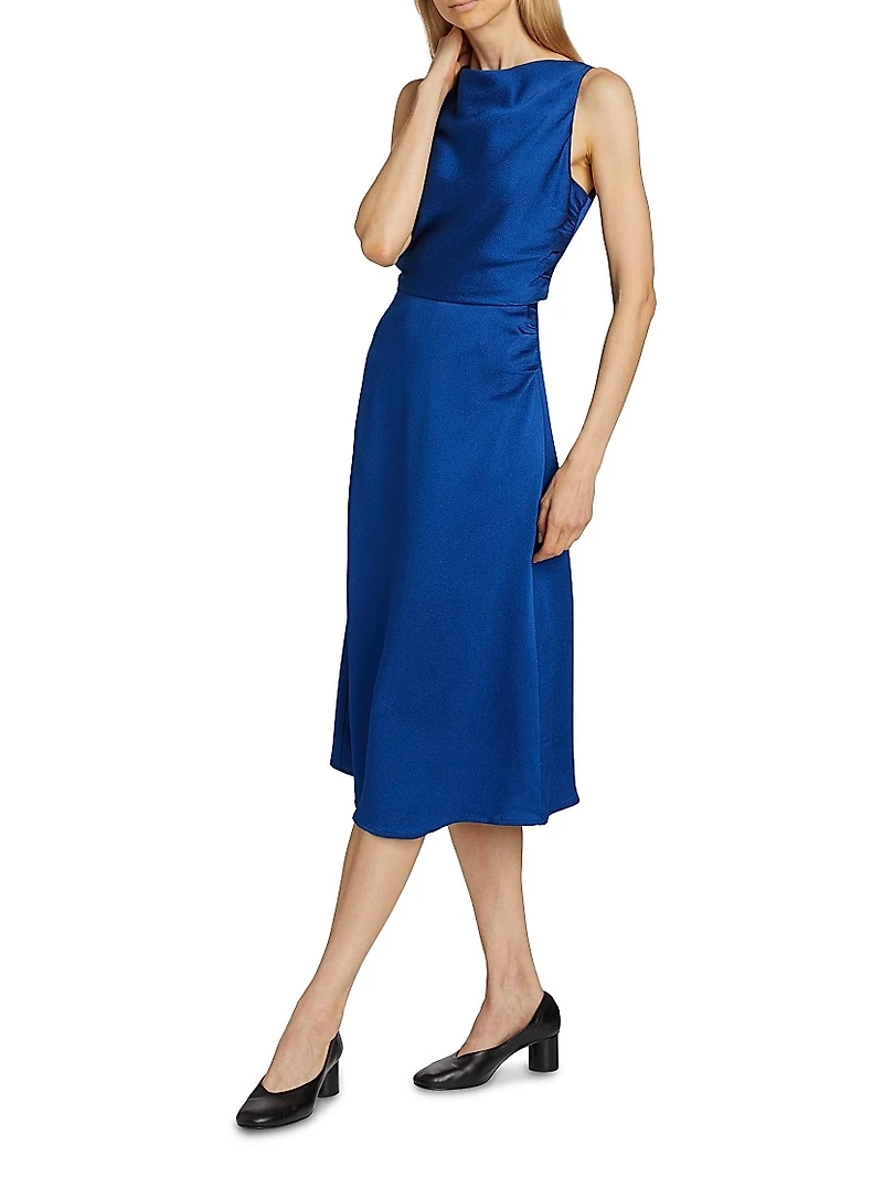 Noa Satin Cowlneck Midi-Dress