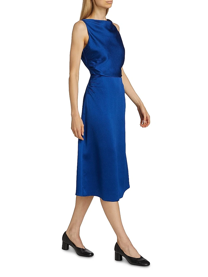 Noa Satin Cowlneck Midi-Dress