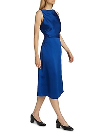 Noa Satin Cowlneck Midi-Dress