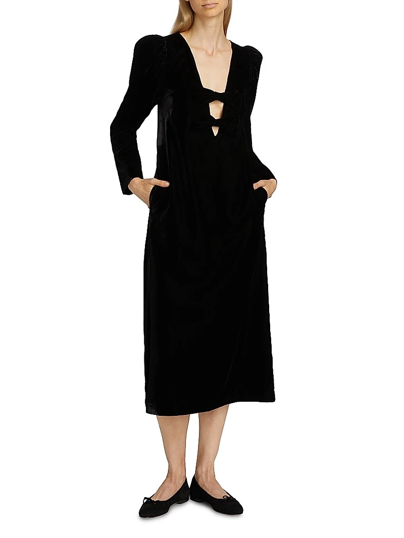 Tashi Velvet Cut-Out Midi-Dress