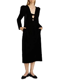 Tashi Velvet Cut-Out Midi-Dress