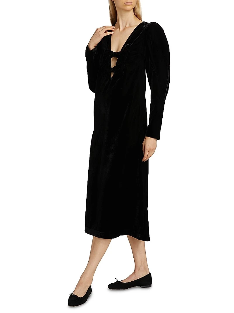 Tashi Velvet Cut-Out Midi-Dress
