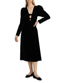 Tashi Velvet Cut-Out Midi-Dress