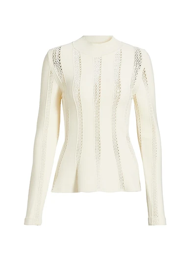 Devon Knit Inset Lace Peplum Top