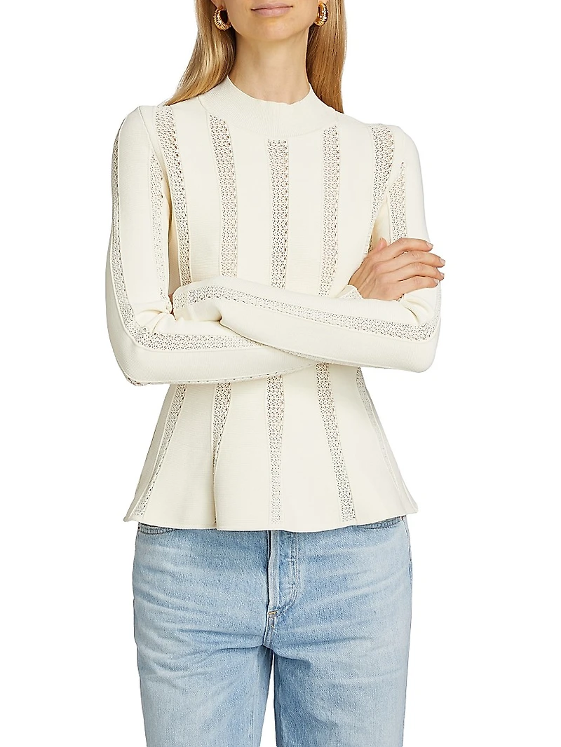 Devon Knit Inset Lace Peplum Top
