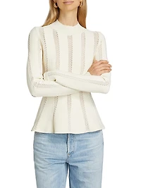 Devon Knit Inset Lace Peplum Top