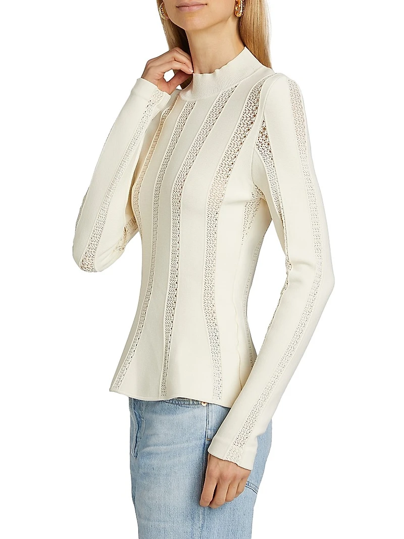 Devon Knit Inset Lace Peplum Top