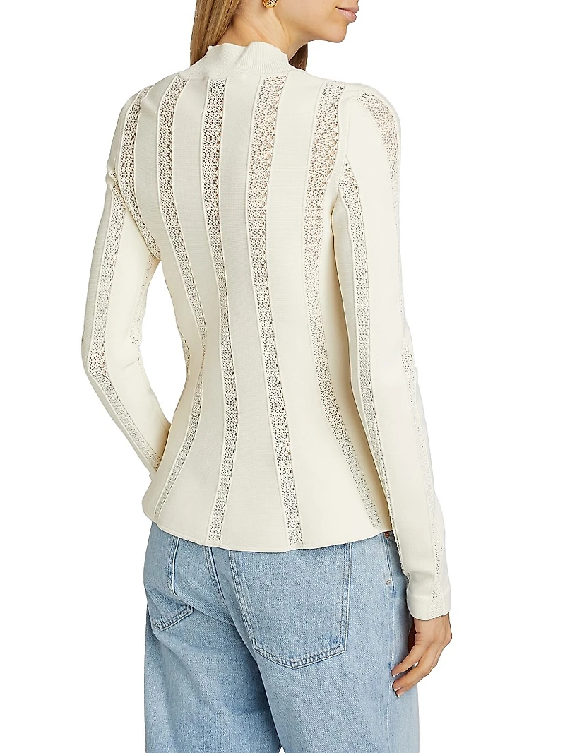 Devon Knit Inset Lace Peplum Top