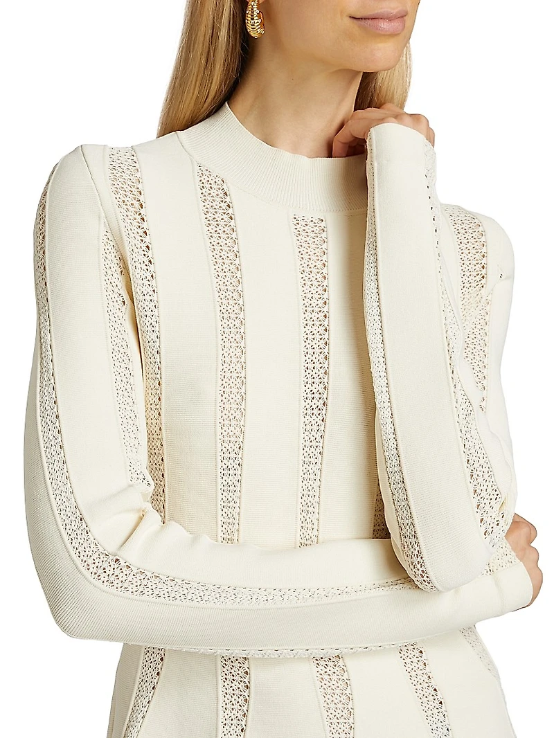 Devon Knit Inset Lace Peplum Top