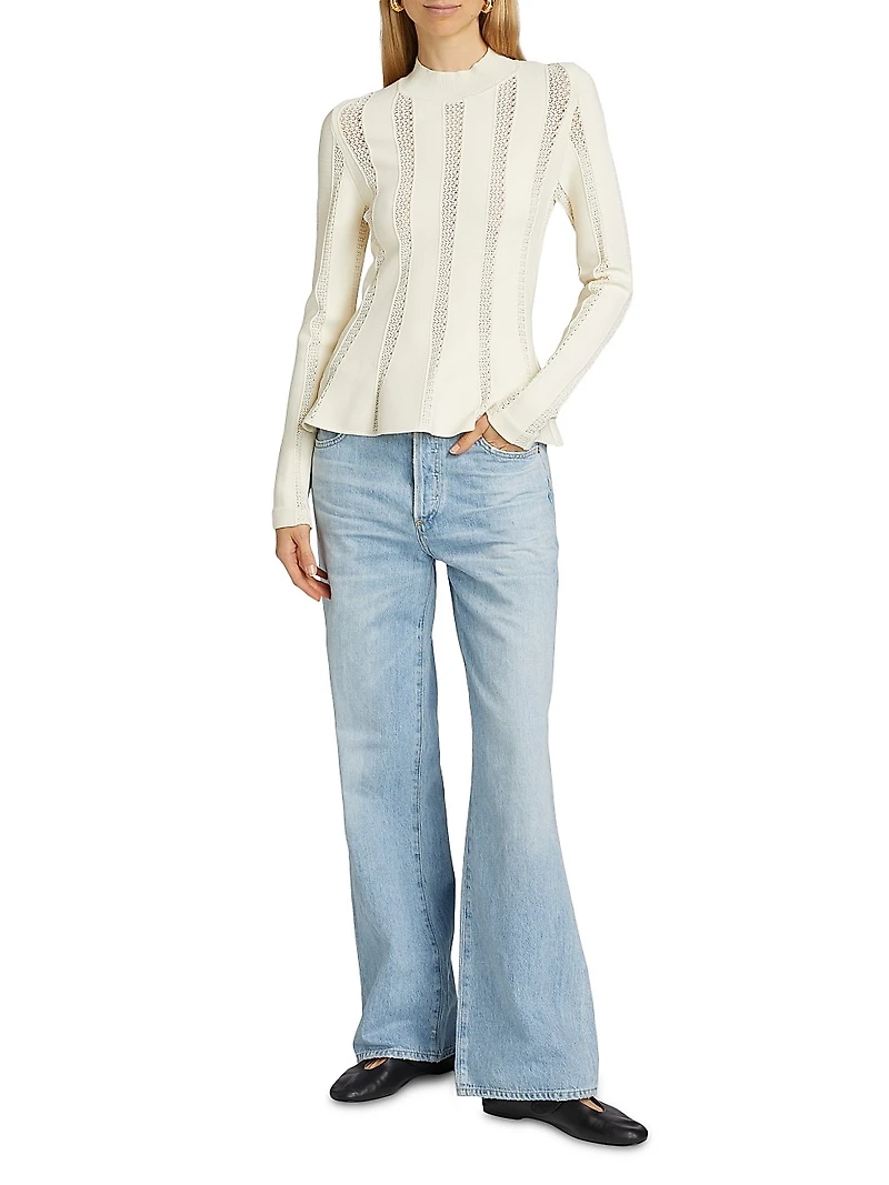 Devon Knit Inset Lace Peplum Top