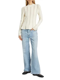 Devon Knit Inset Lace Peplum Top