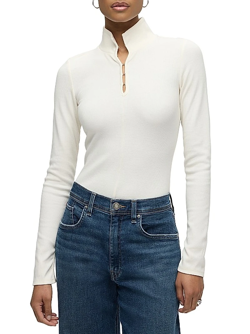 Cotton-Blend Long-Sleeve Bodysuit