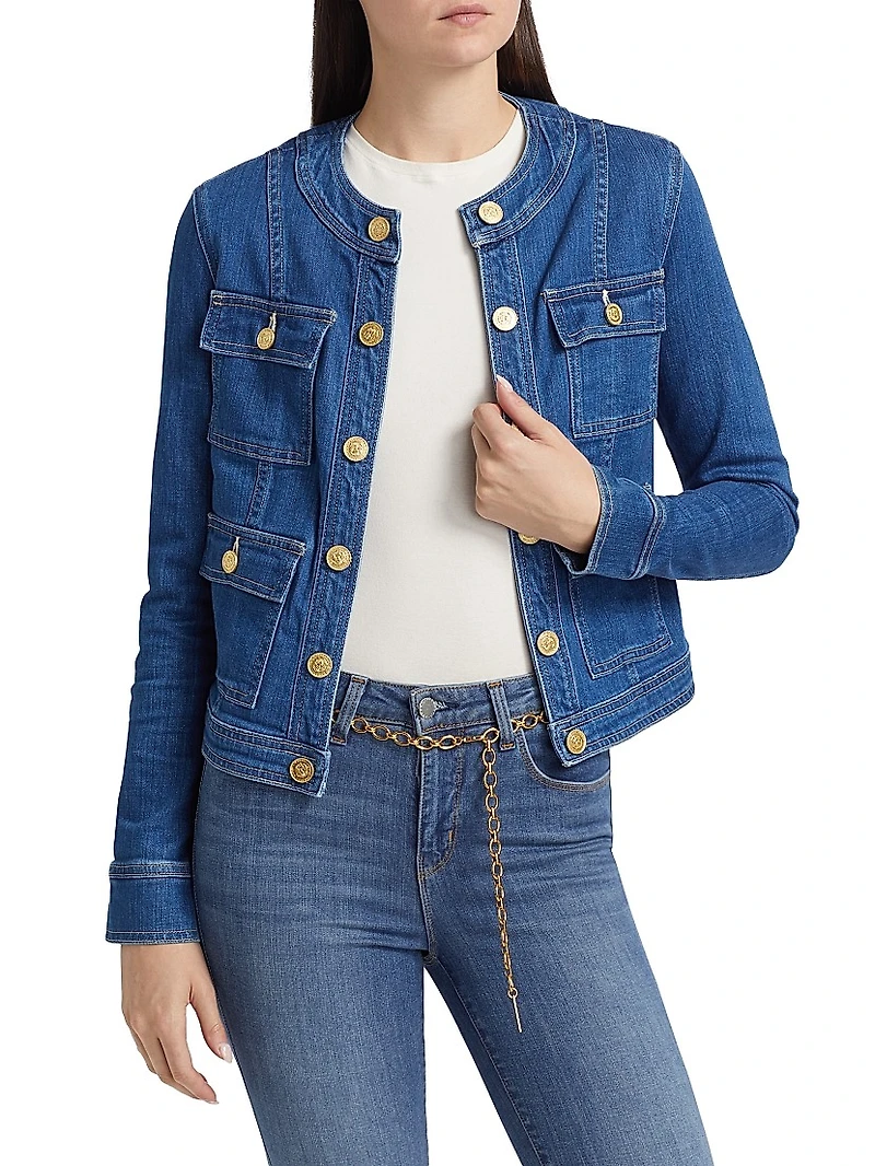 Yari Collarless Denim Jacket