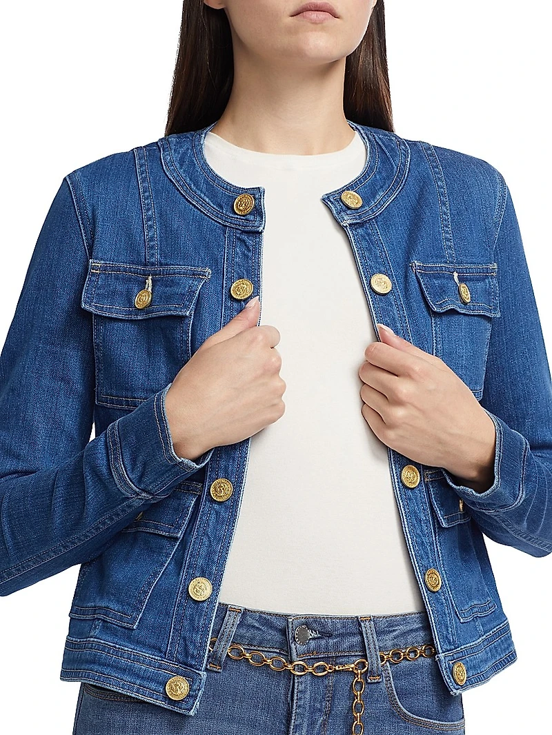 Yari Collarless Denim Jacket