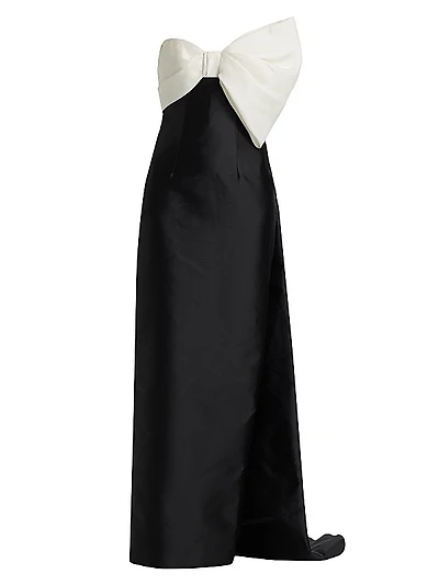 Asymmetric Draped Bow Gown