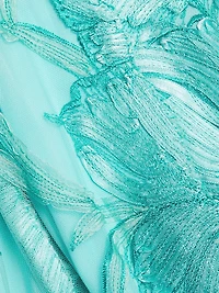 Petal Appliqué Illusion Trumpet Gown