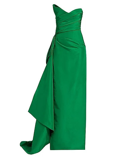 Asymmetric Draped Column Gown