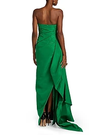 Asymmetric Draped Column Gown